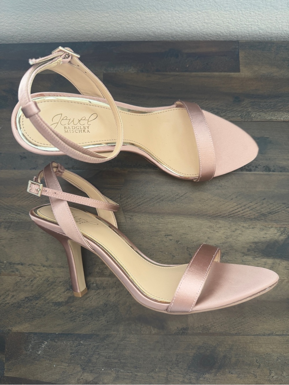 Jewel Badgley Mischka Ojai II Heeled Sandals Blush Pink Size 8.5 Formal Wedding